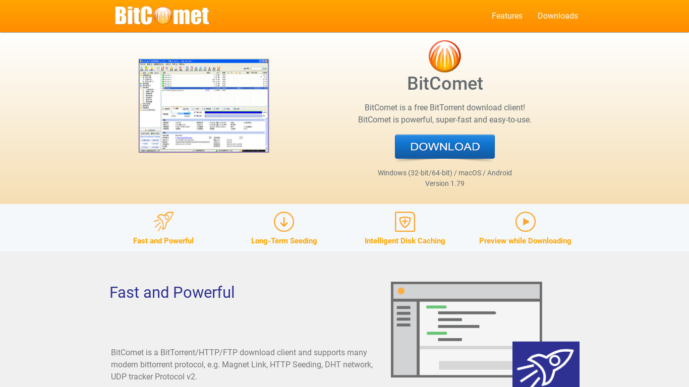 BitComet Landing page