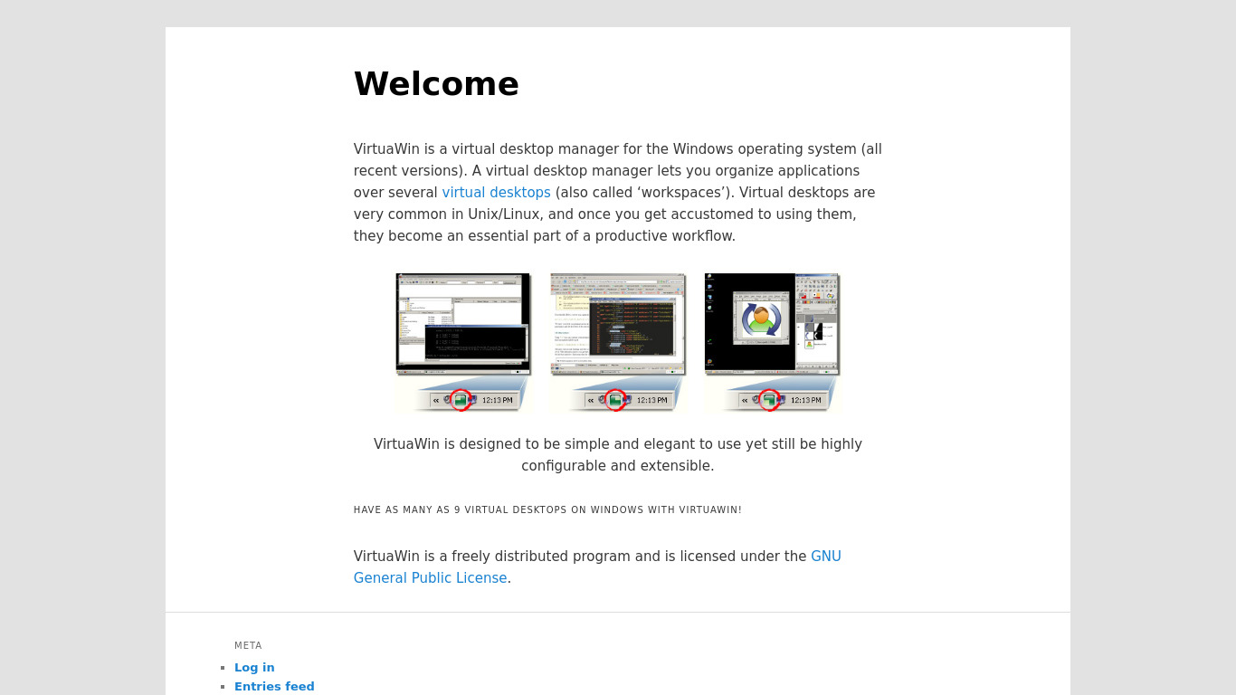 VirtuaWin Landing page