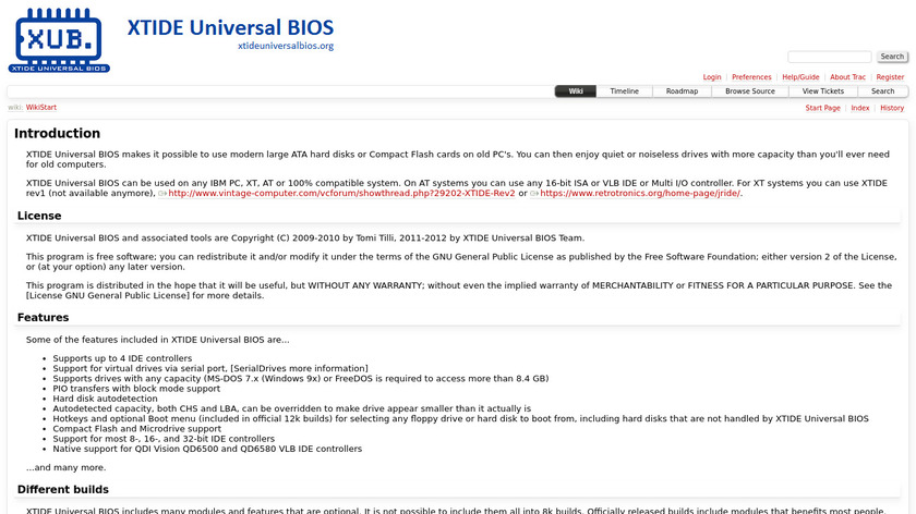 XTIDE Universal BIOS Landing Page