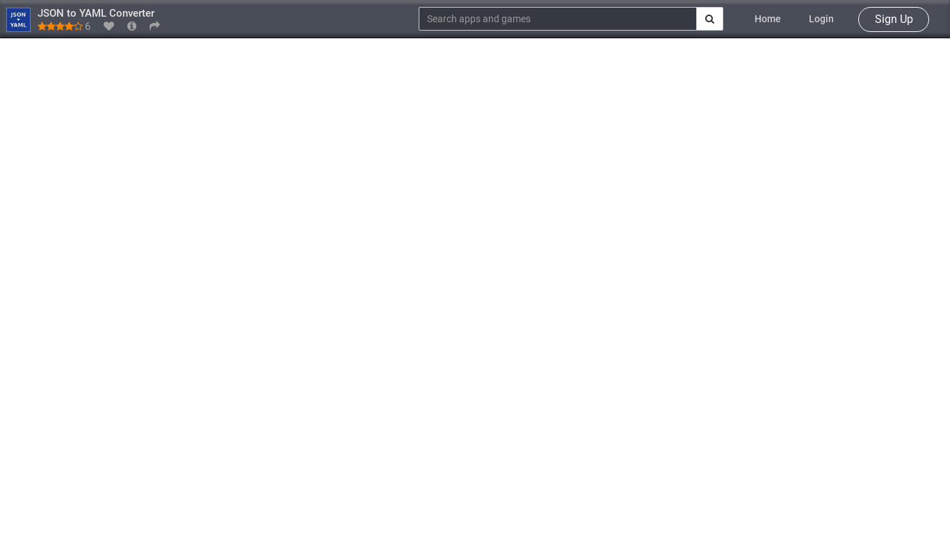 JSON to YAML Landing page