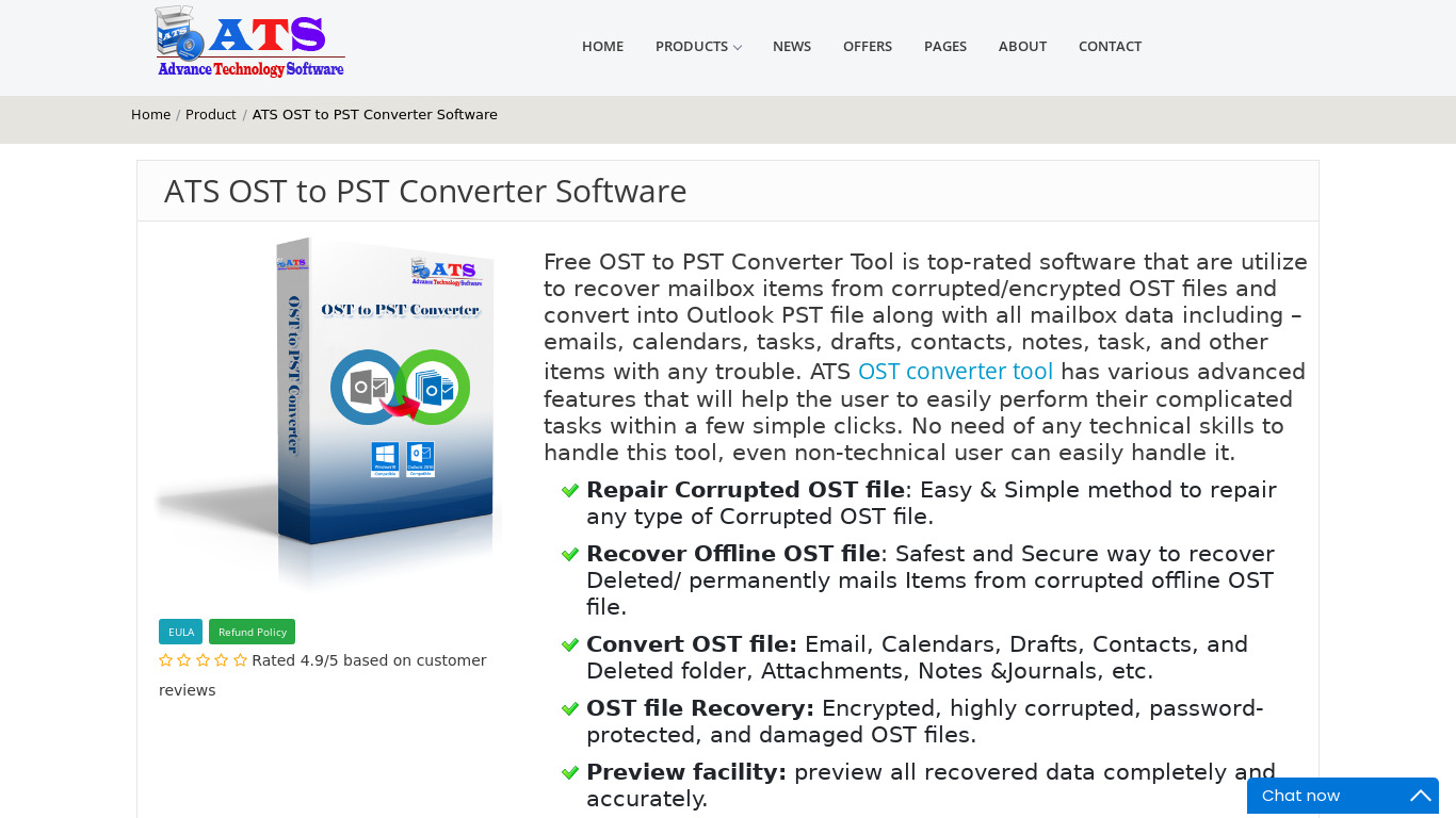 ATS OST to PST Converter Landing page