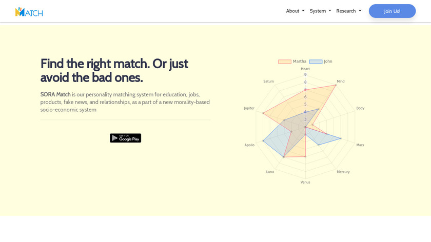SORA Match Landing Page
