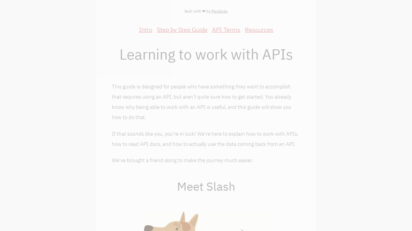 How to work with APIs Landing page