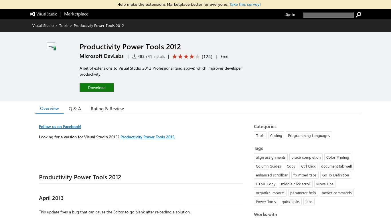 Productivity Power Tools Landing page