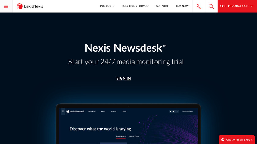 LexisNexis Newsdesk Landing Page