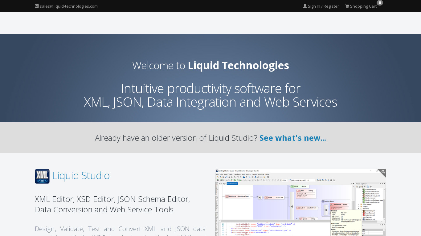 Liquid Studio Landing page