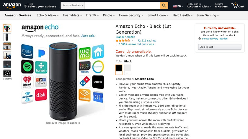 Echo by Amazon Landing Page