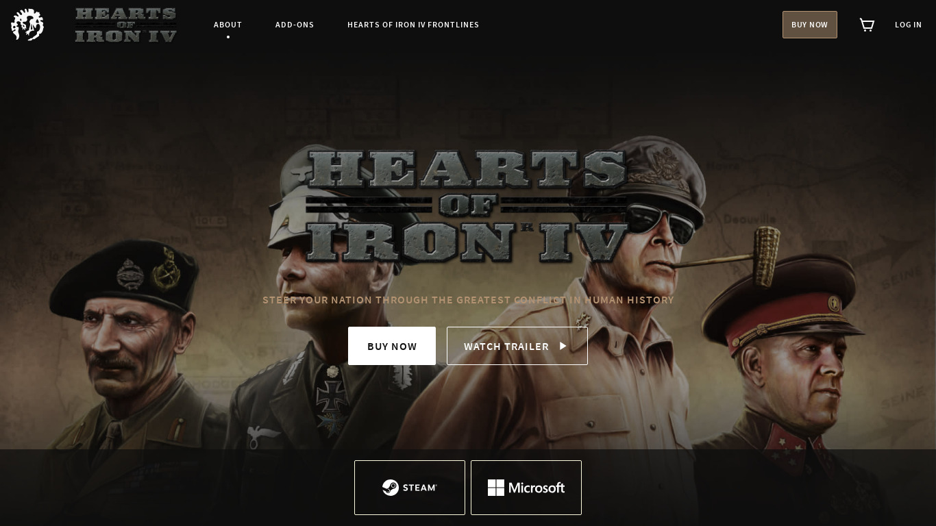 Hearts of Iron Landing page