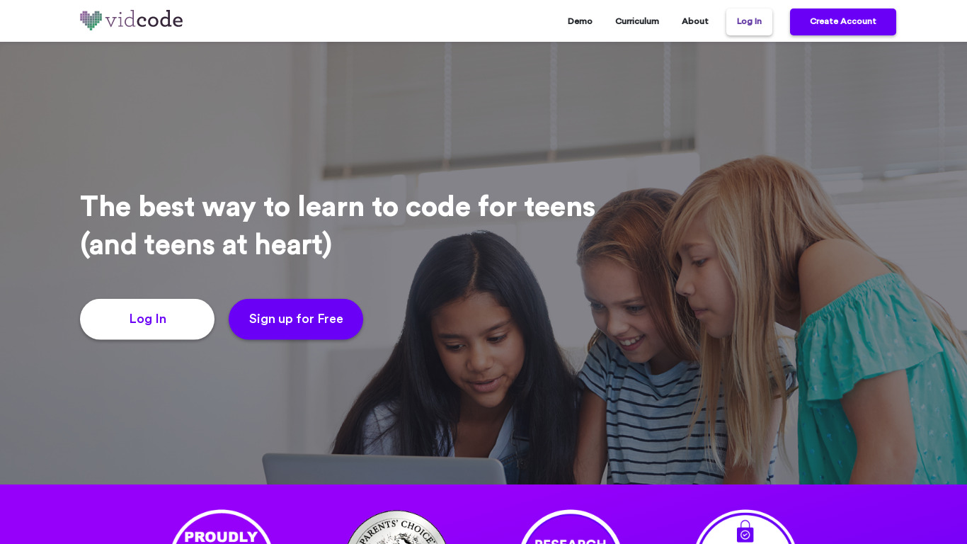 Vidcode Landing page