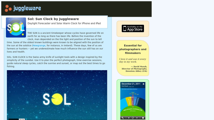 Sol: Sun Clock Landing Page