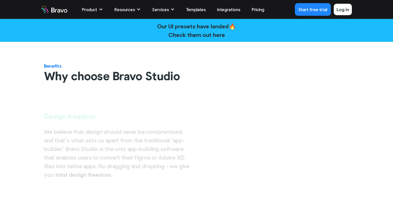 Bravo Studio Landing page