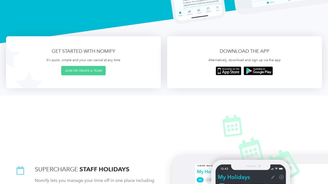 Nomify Landing page