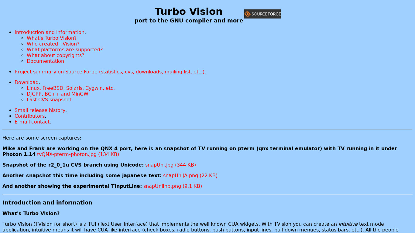 Turbo Vision Landing page