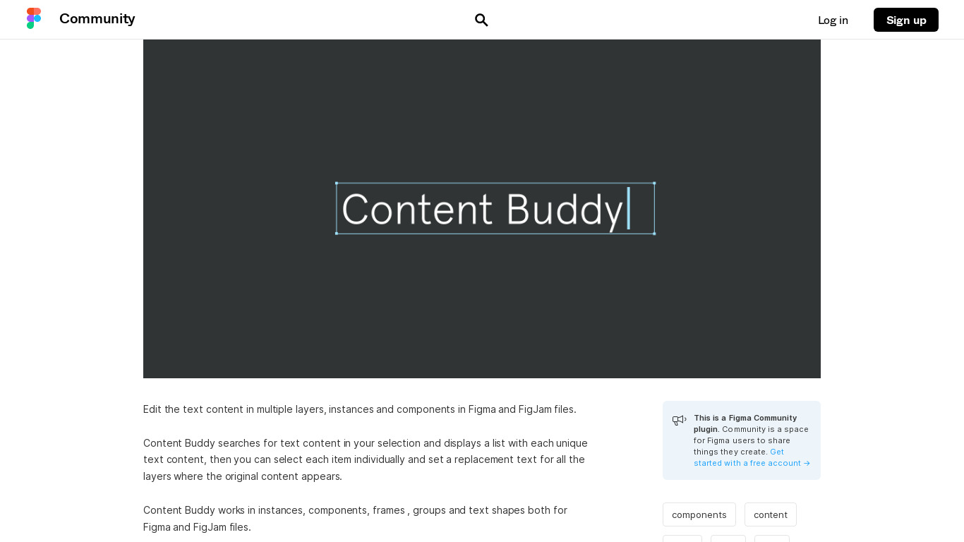 Figma Content Buddy Landing page