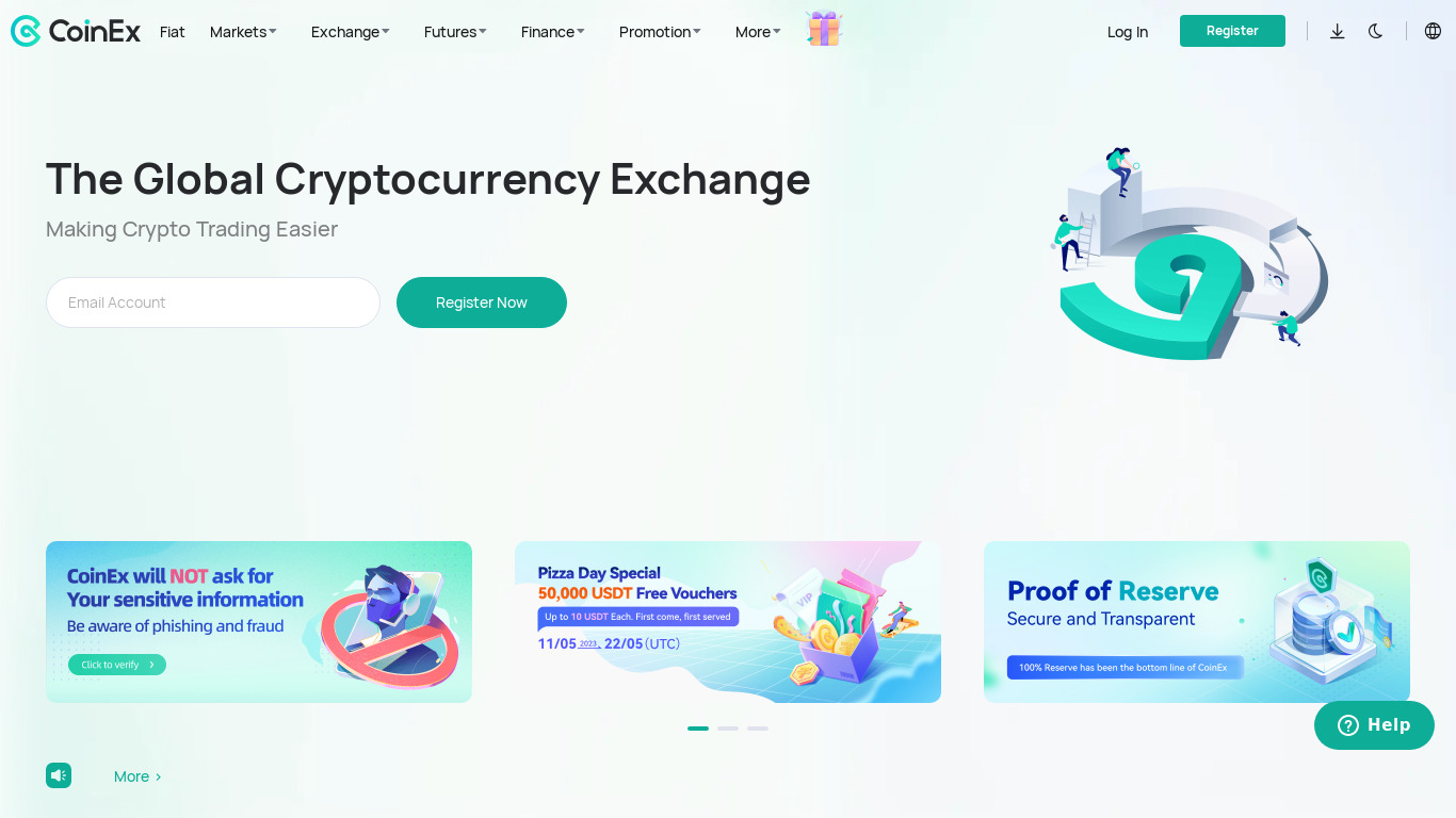 CoinEx Landing page