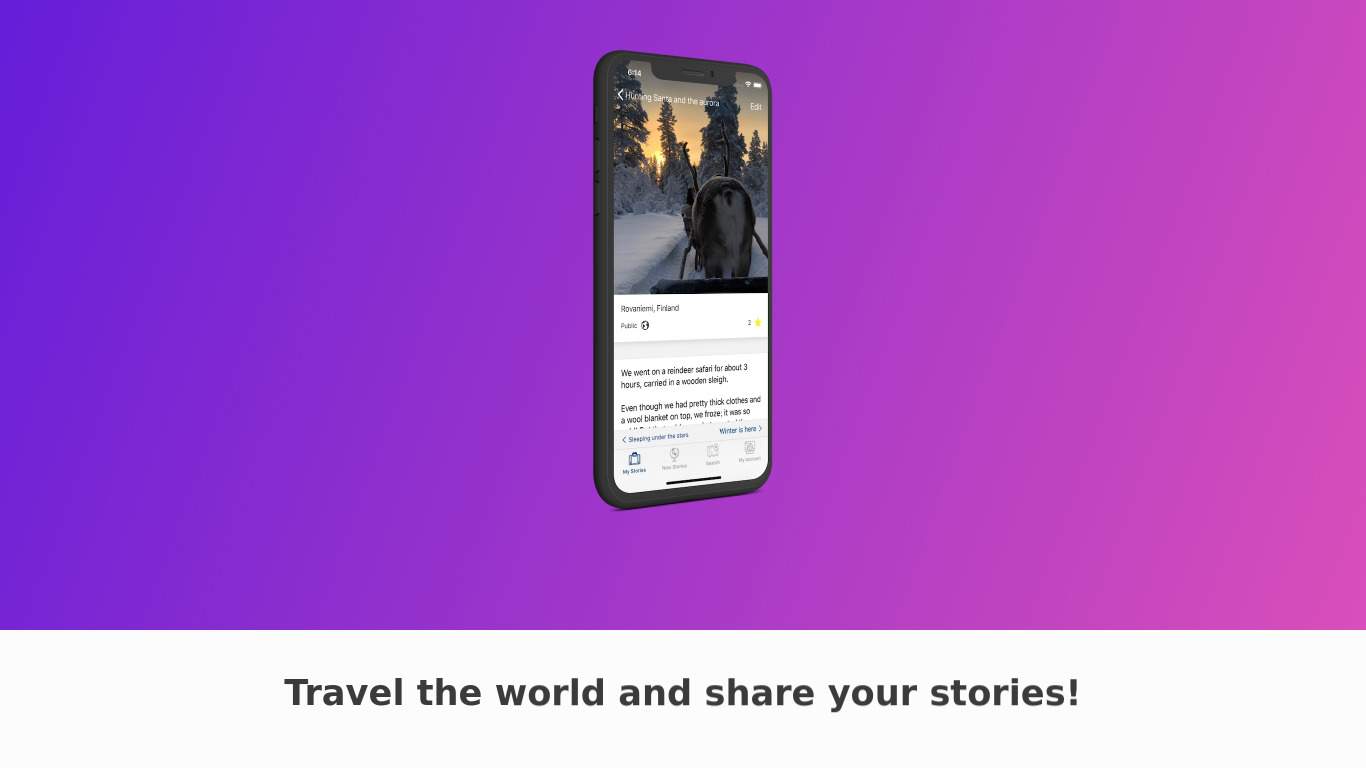 My Travel Stories Landing page