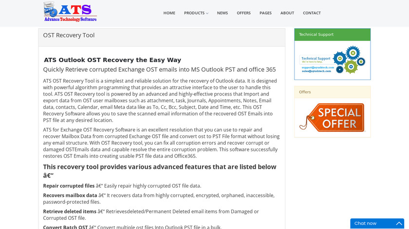 ATS OST Recovery Tool Landing Page