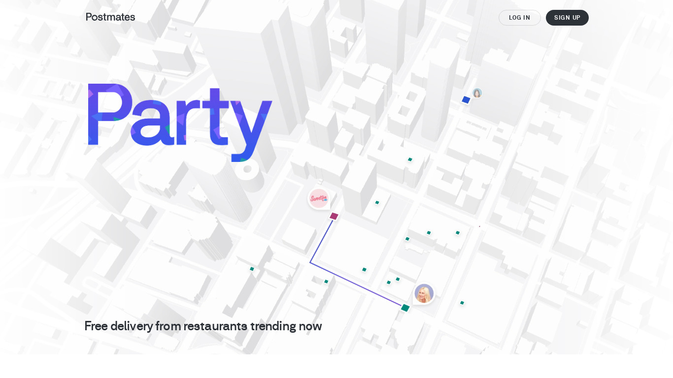 Postmates Party Landing page