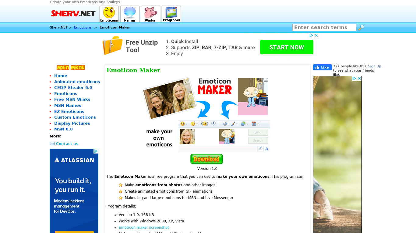 Emoticon Maker Landing page