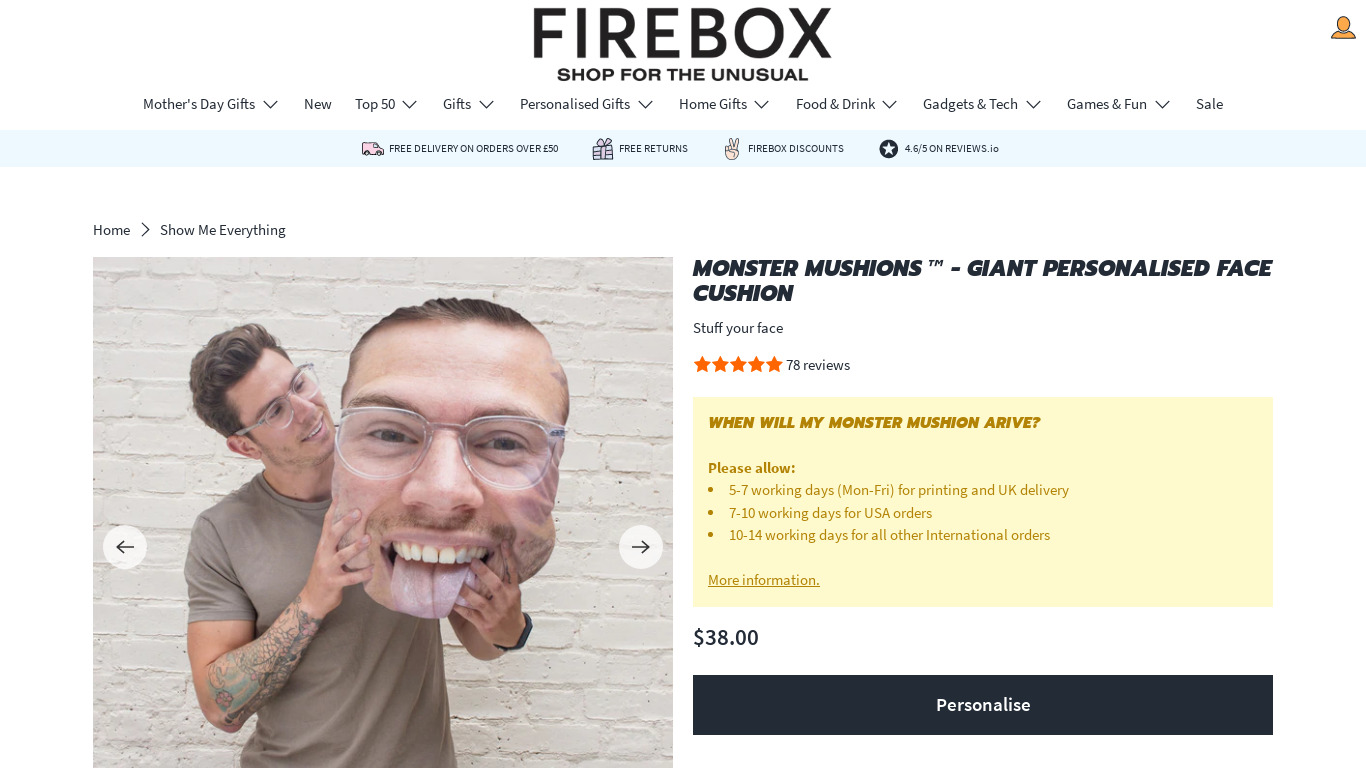 firebox.com Monster Mushions Landing page