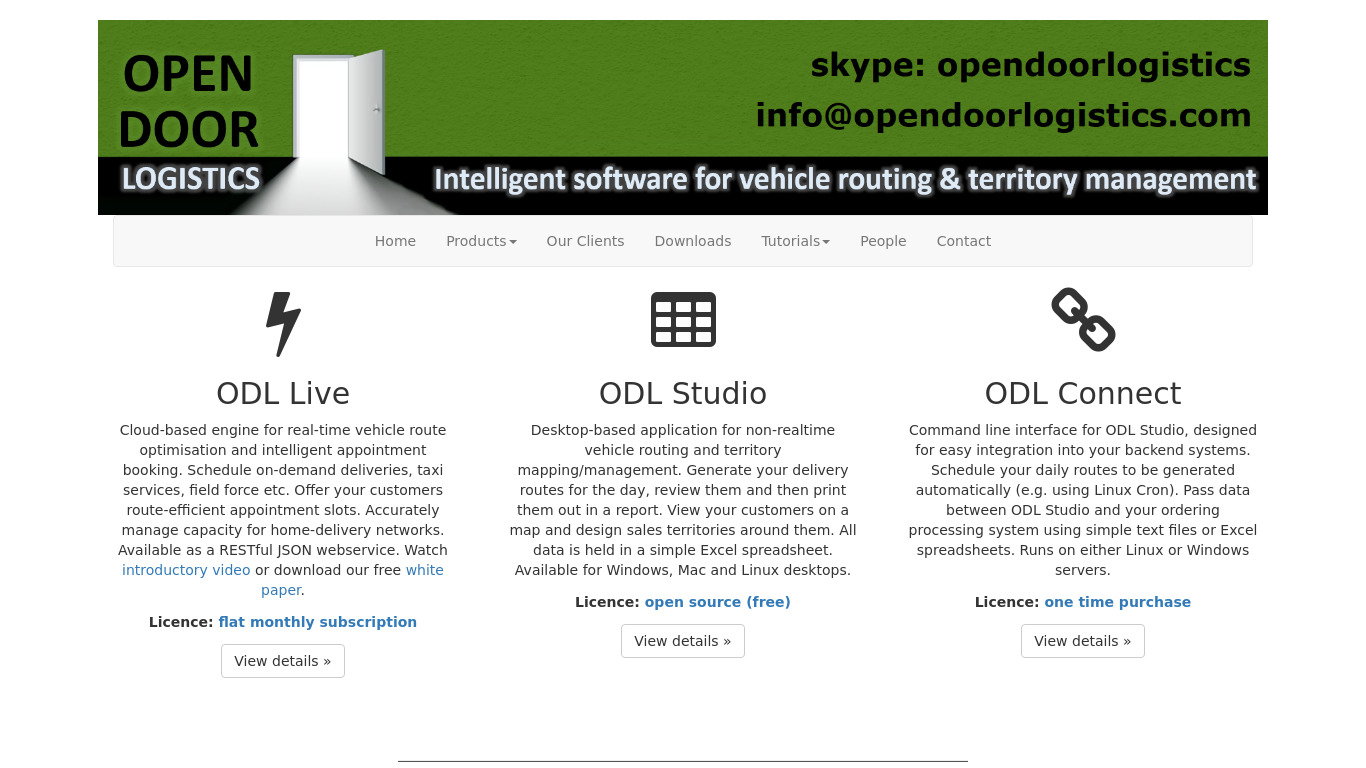 Open Door Logistics Studio Landing page