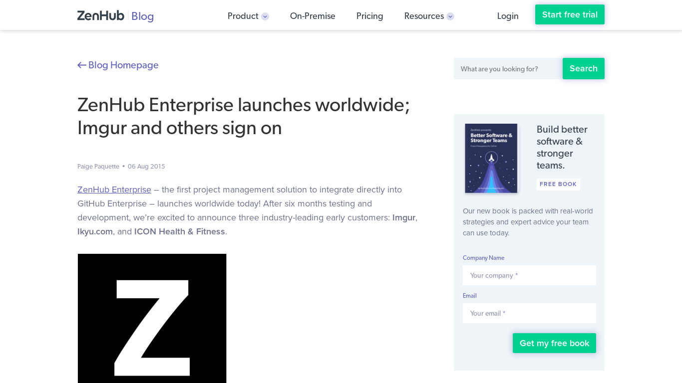 ZenHub Enterprise Landing page