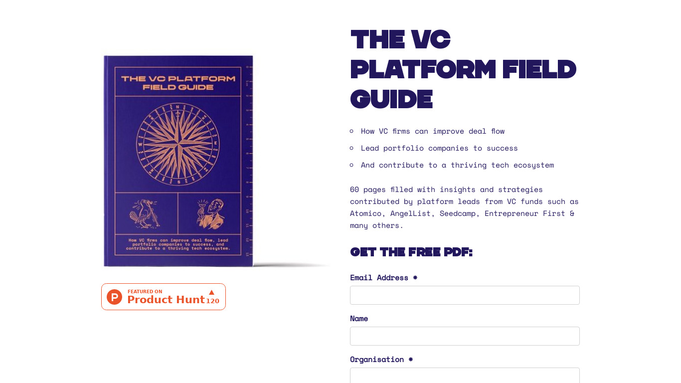 The VC Platform Field Guide Landing page