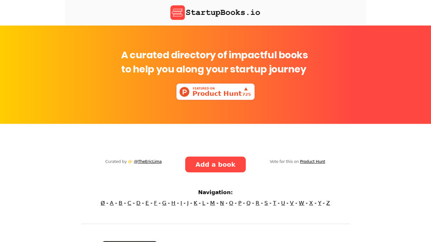 StartupBooks.io Landing Page