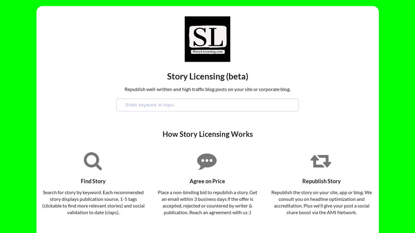 Story Licensing Landing Page