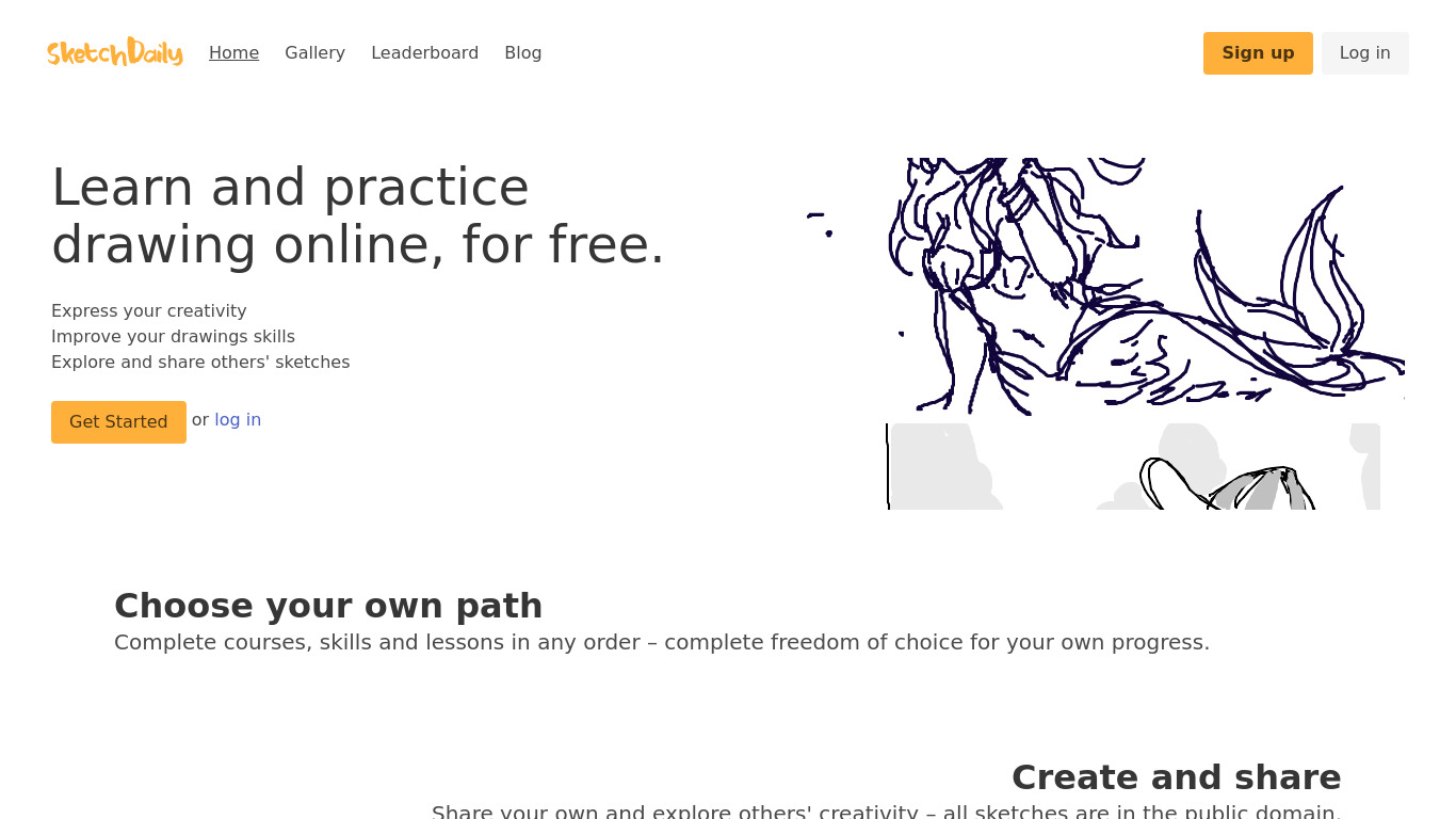 SketchDaily.io Landing page