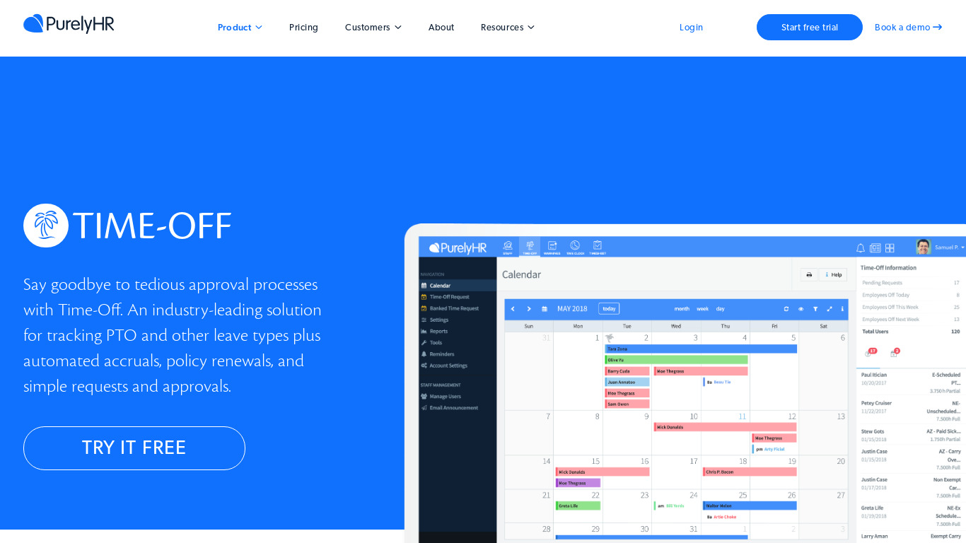 TimeOffManager Landing page