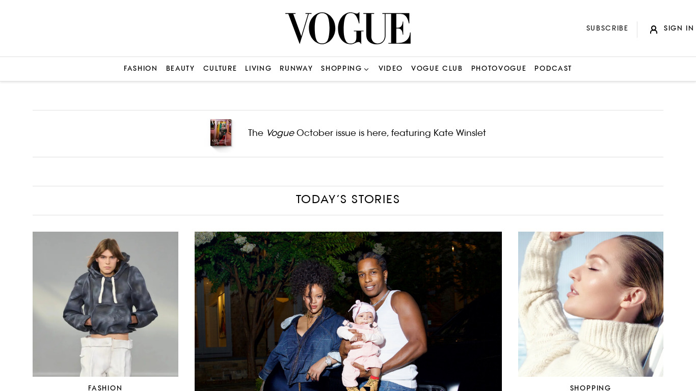 Vogue Magazine Landing page