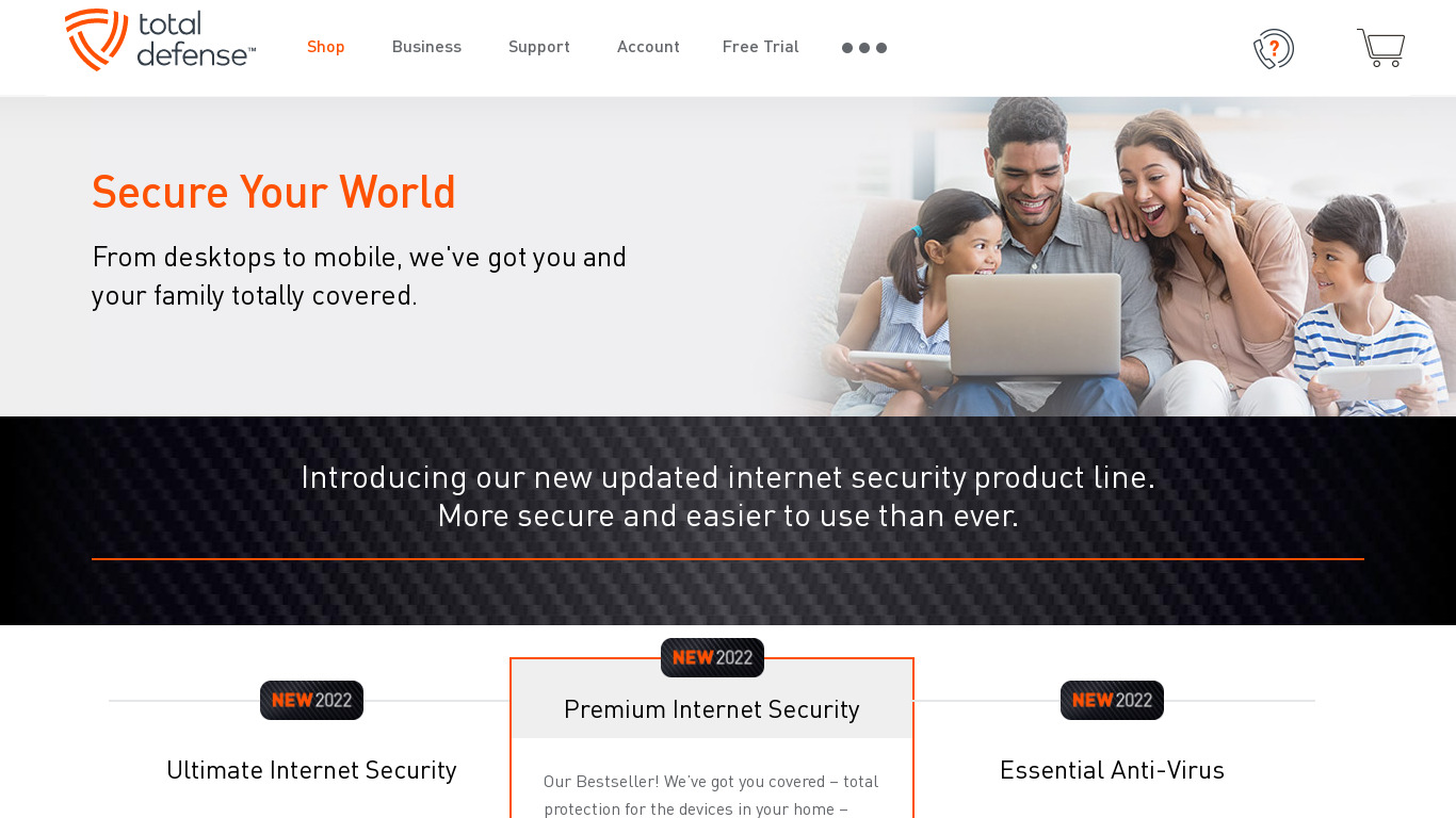 Total Defense Internet Security Suite Landing page