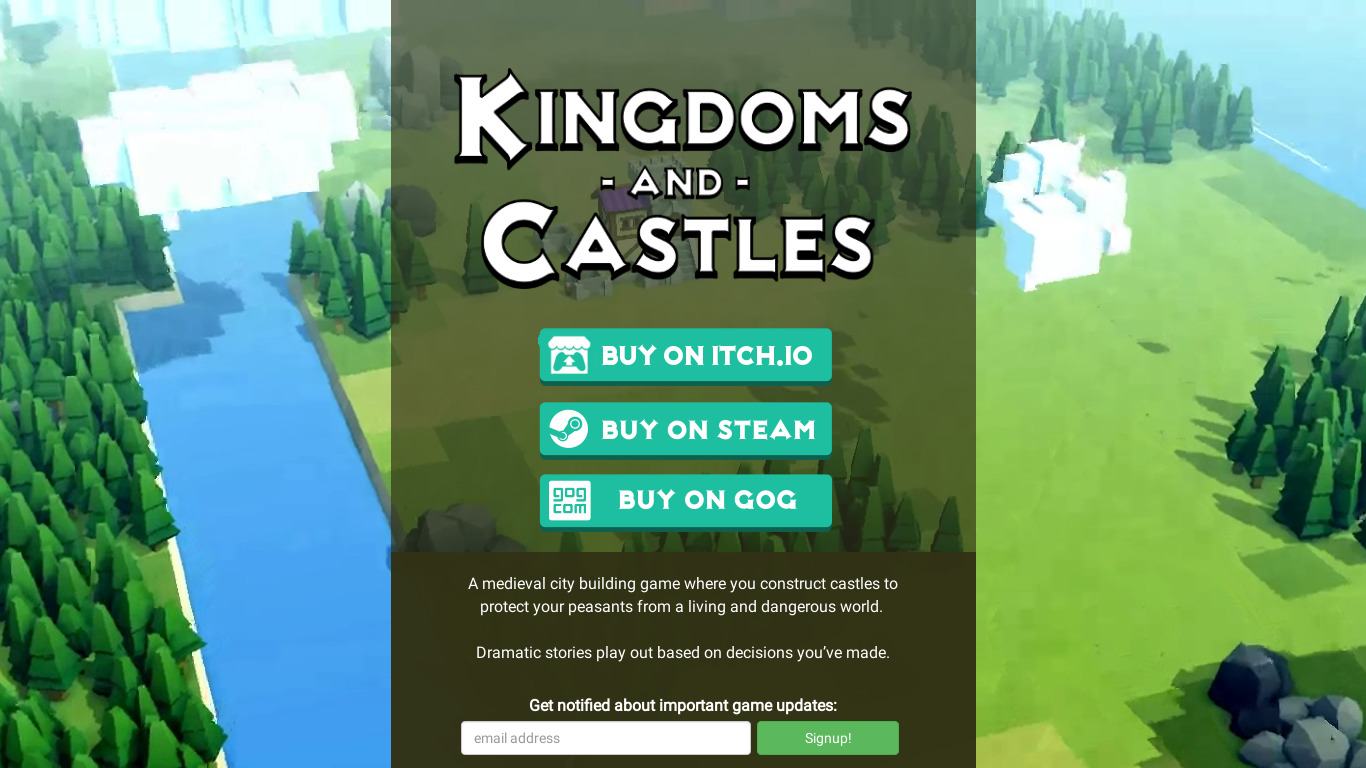 Kingdoms and Castles Landing page