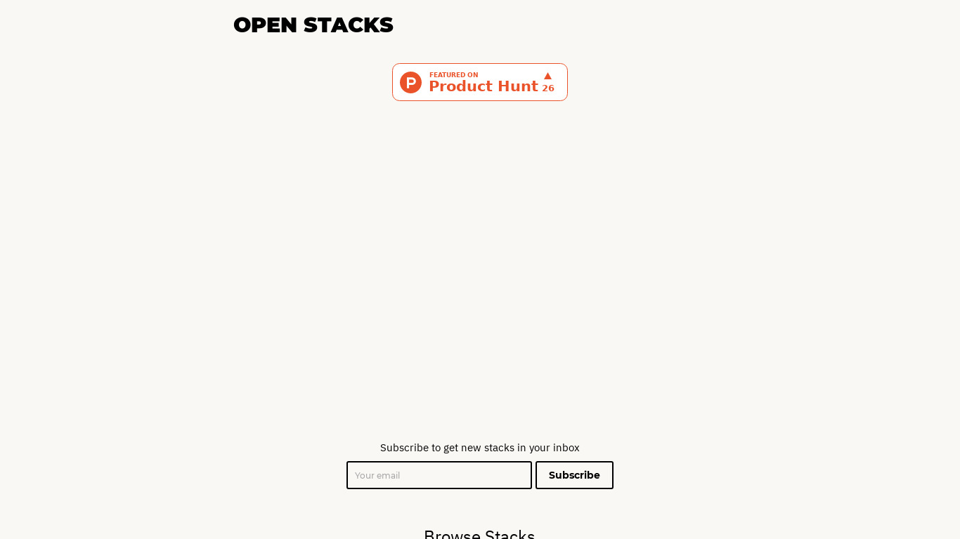 Open Stacks Landing page