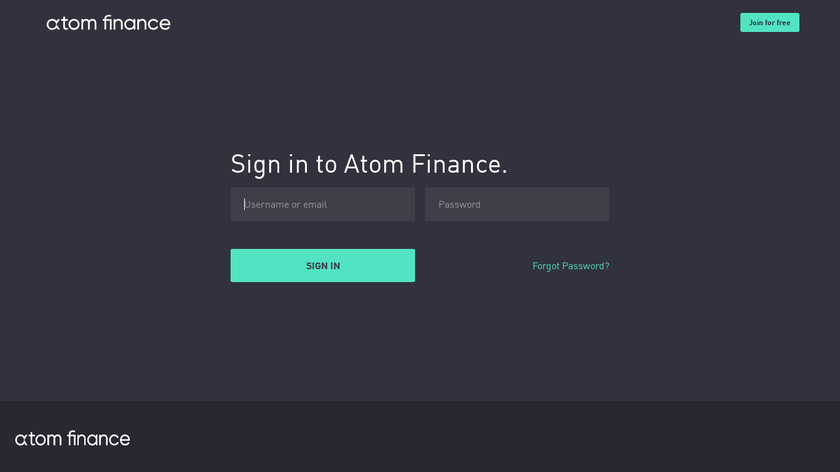 Atom Finance for Mobile Landing Page