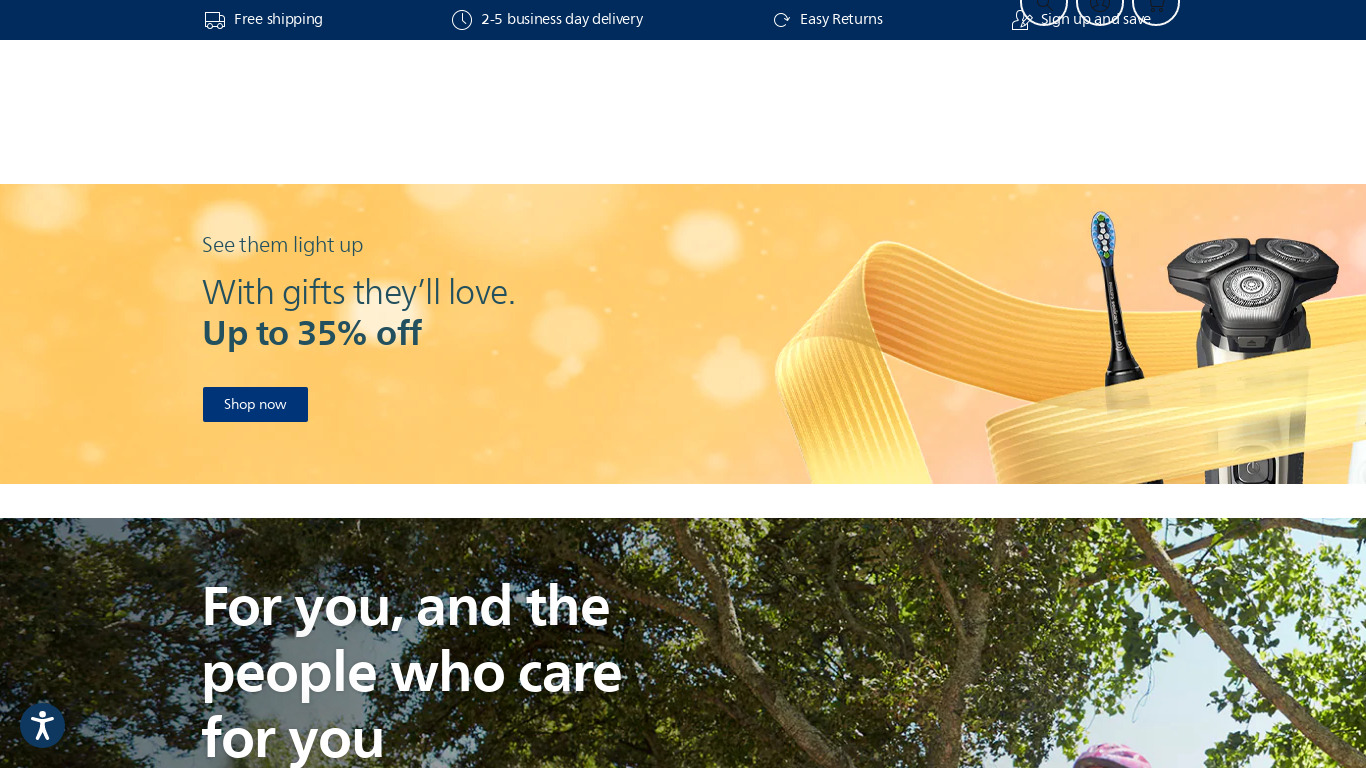 Philips One Shaver Landing page