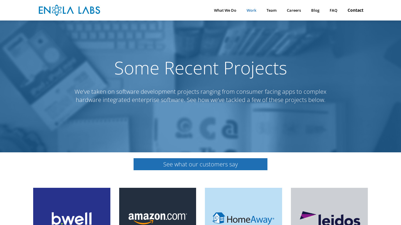 Enola Labs Landing page