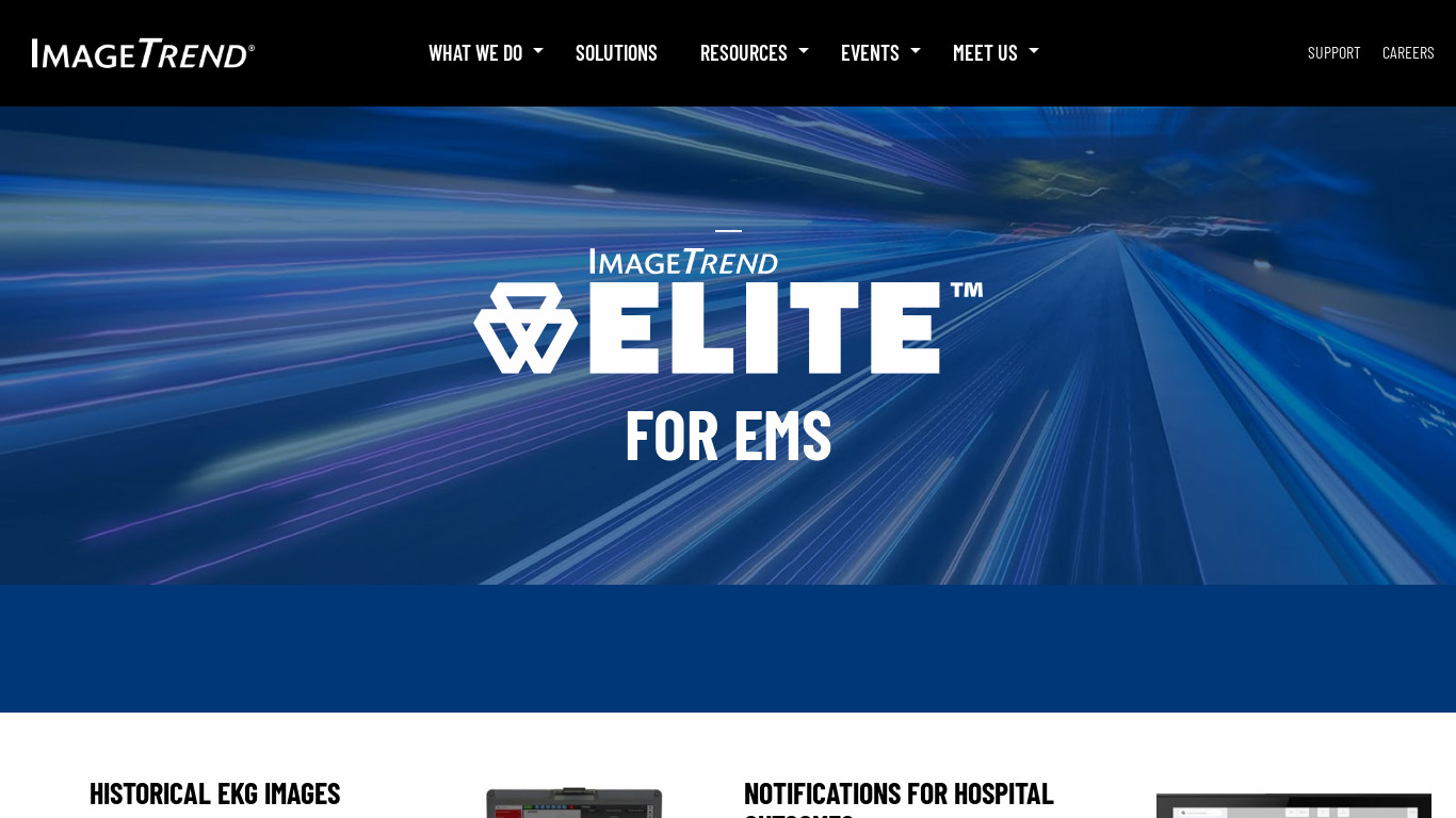 ImageTrend EMS Critical Care Landing page