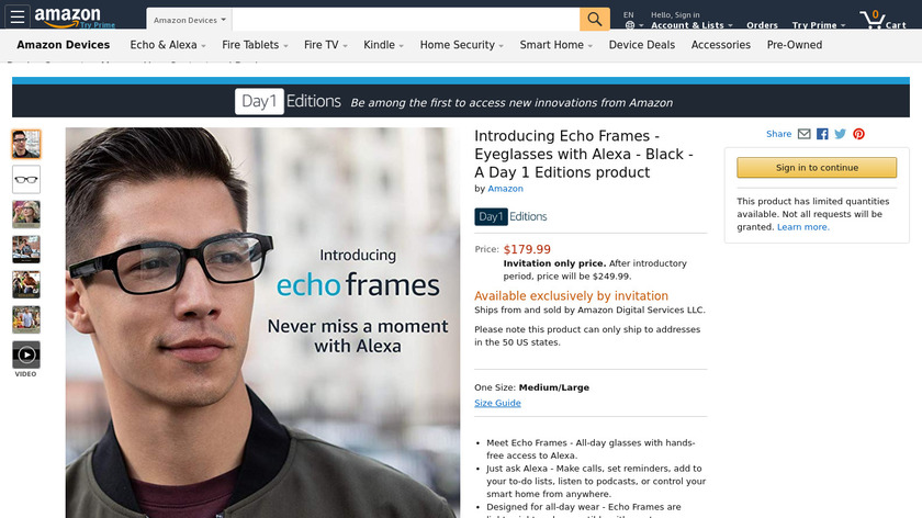 Amazon Echo Frames Landing Page