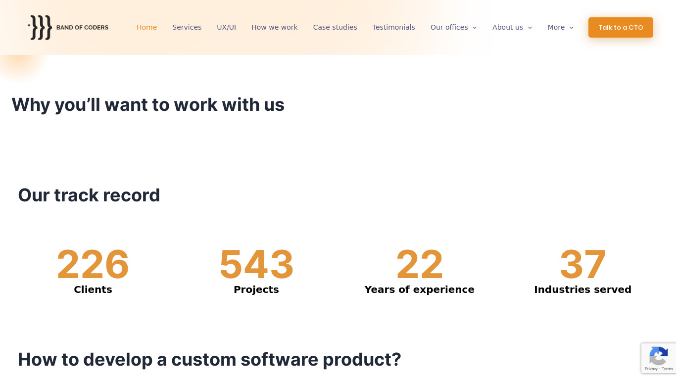 Band of Coders Landing page