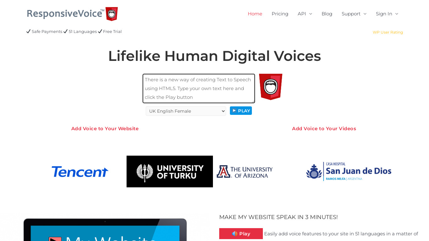 ResponsiveVoice Landing page