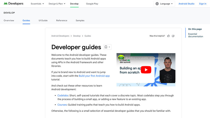 Android Developer Training Landing Page
