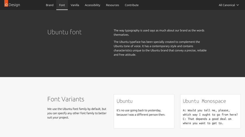 Ubuntu Mono Landing Page
