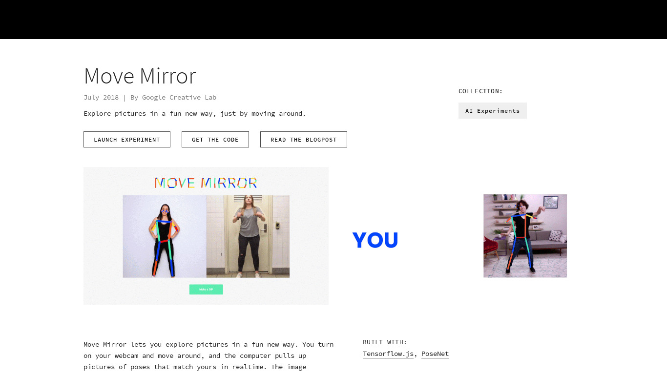 Move Mirror by Google Landing page