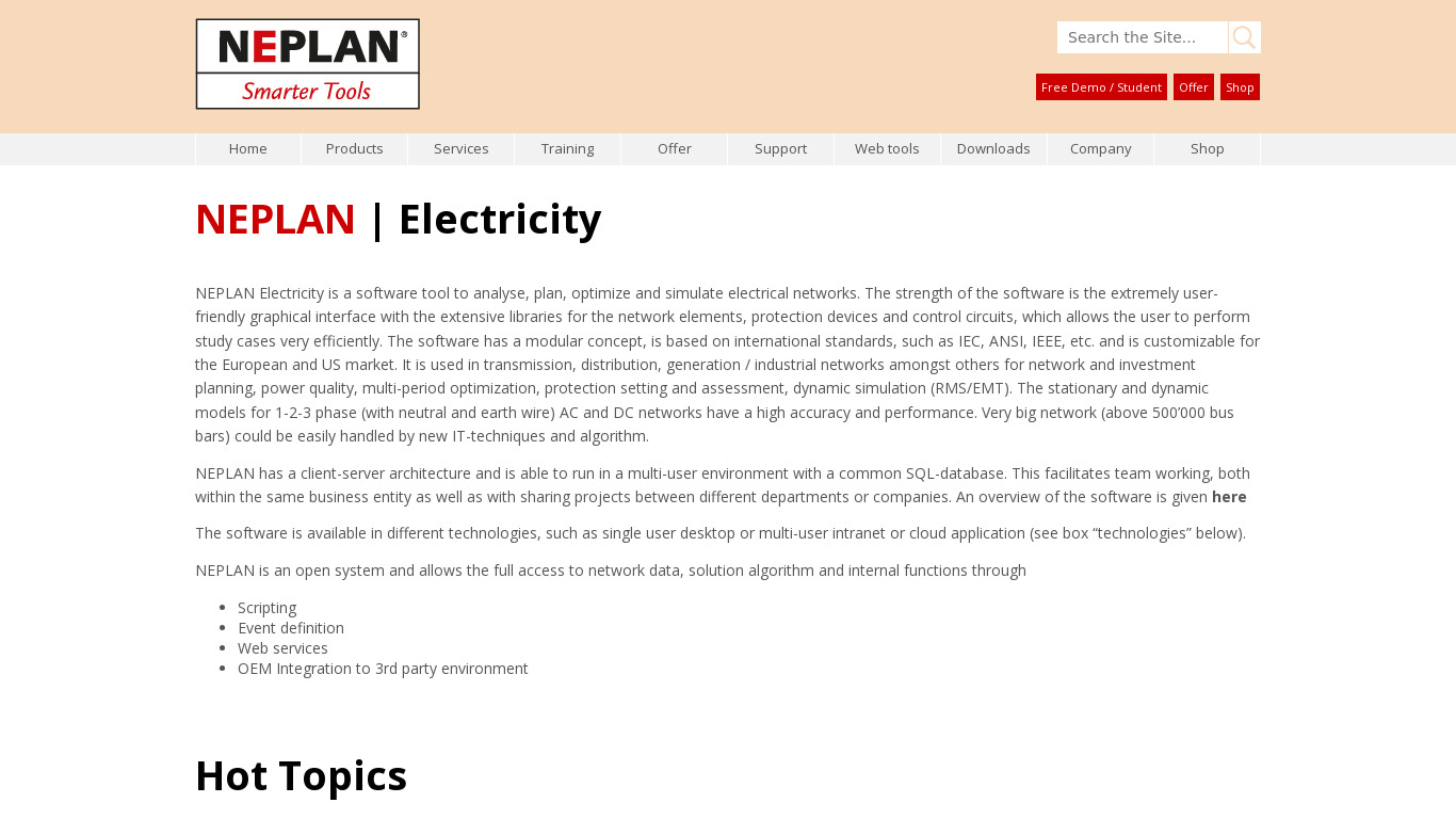 NEPLAN Electricity Landing page