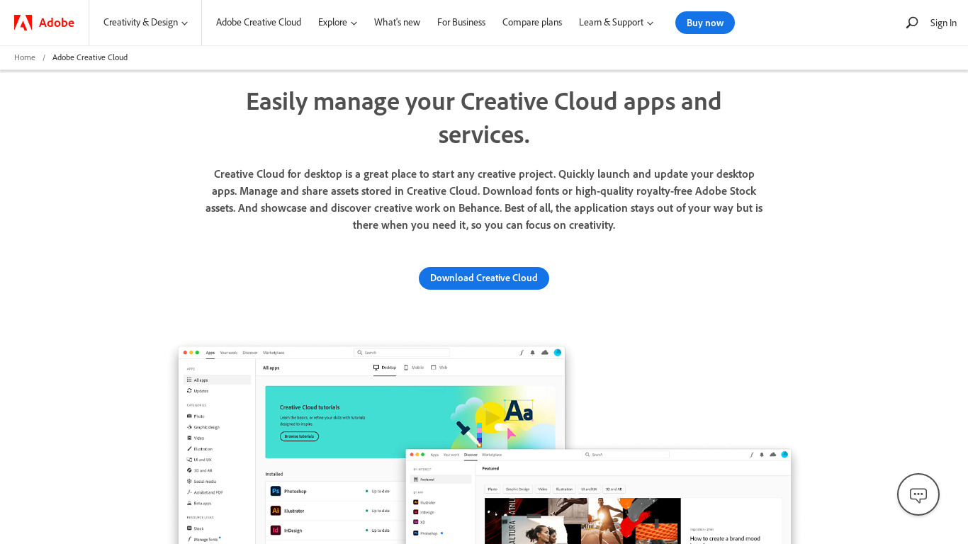 App Creatives Landing page