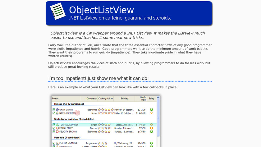 ObjectListView Landing Page