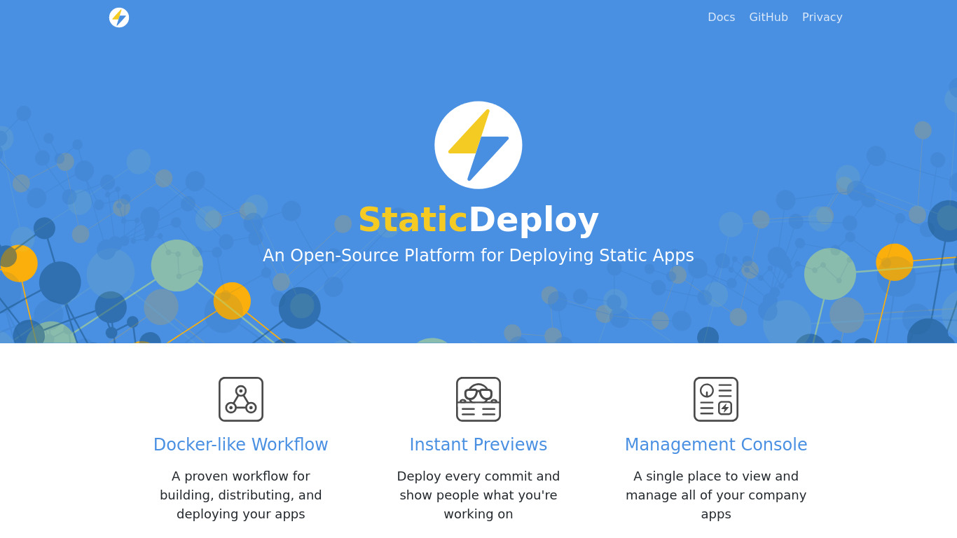 StaticDeploy Landing page