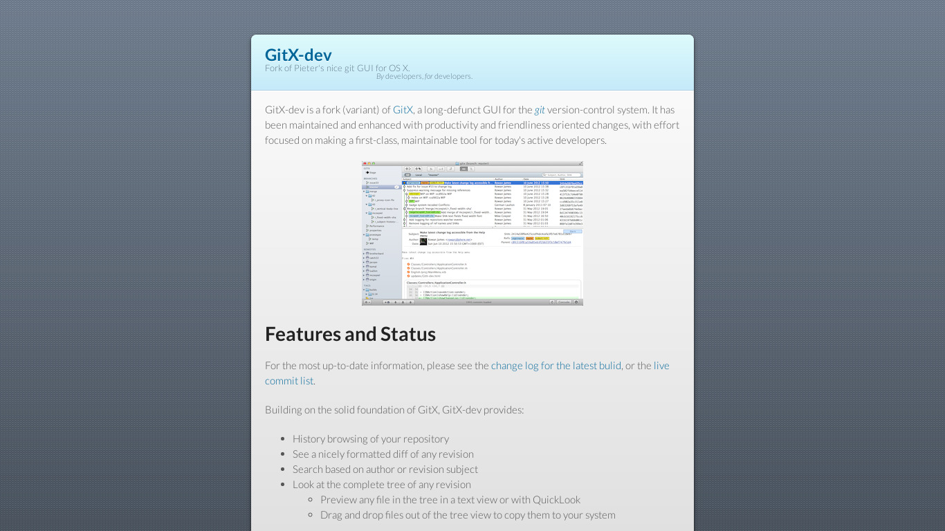GitX-dev Landing page